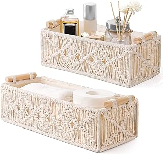 Paniers de rangement bohème en macramé, boîte décorative tissée à la main pour comptoir, réservoir de toilettes, organisateur d'étagère de placard pour chambre à coucher, chambre d'enfant, salon, maison, lot de 2 (a). DIAYTAR COTE D'IVOIRE s'efforce de proposer des prix compétitifs et des promotions régulières, ce qui aide les clients à économiser de l'argent tout en profitant d'une grande variété de produits. La boutique se distingue également par son service client réactif et professionnel, prêt à répondre aux questions et aux préoccupations des clients.