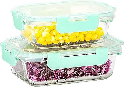 Récipients de préparation de repas en verre paquet de 2