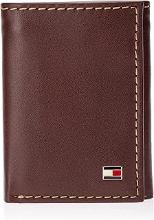 Portefeuille à trois volets en cuir véritable tommy hilfiger pour homme avec fenêtre