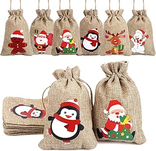 Sacs de noël en toile de jute avec cordons de serrage the bz