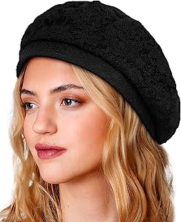 Béret en dentelle française pour femmes, élégant, élégant, doublé en coton, béret réglable