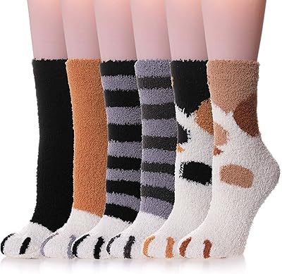 Chaussettes chaudes super douces pour femmes 6 paires de chaussettes pantoufles en microfibre
