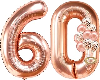 Ballons numérotés en or rose 60 - grands ballons en mylar or rose
