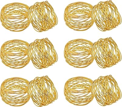 Ensemble de 12 porte-anneaux de serviette en métal doré pour salle à manger