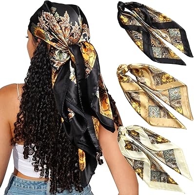 Schlenz 35 pouces carré foulard en satin lot de 3 léger grand foulard