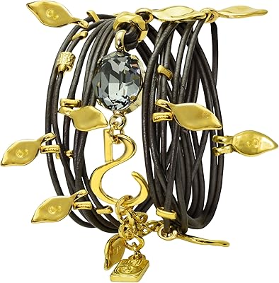 Bracelet enroulé en cuir et cristal swarovski si smadar avec 24 pièces plaquées
