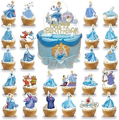 25 pièces de décoration de gâteau sur le thème de cendrillon, décorations