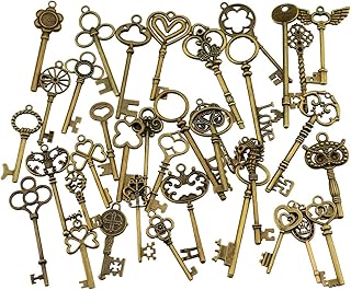 Clés squelettes de style ancien 36 pièces marron ys-36p-lb