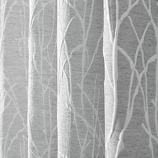 Rideaux jacquard pettalk gris argenté avec dos à œillets et poches pour tringle