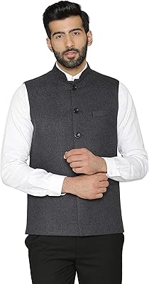 Veste en tweed de laine nehru festive et décontractée pour hommes wnie