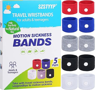 5 paires de bracelets contre le mal des transports pour adultes, bracelets essentiels