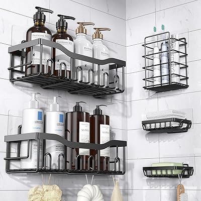 5 pièces organisateur de salle de bain adhésif de cuisine de salle
