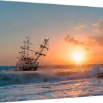 Art mural sur toile startonite - grand bateau au coucher du soleil