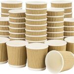 Tasses à café isolées jetables marron - gobelets en papier wave pour boissons