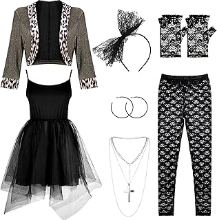 Ensemble de costumes pour femmes des années 80, robe, gilet, bandeau, collier, jarretelles