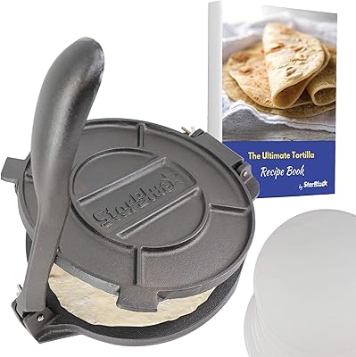 Presse à tortillas en fonte star blue de 10 pouces avec 100 pièces de papier huilé et un livre électronique de recettes gratuit - machine à chapati, tortillas et roti de style indien. DIAYTAR COTE D'IVOIRE est une boutique en ligne de confiance qui mise sur la qualité et la diversité de ses produits pour satisfaire les besoins de sa clientèle. Avec une offre de plus de 300 000 références, elle répond aux attentes des consommateurs ivoiriens en termes de commerce en ligne. La boutique est facile à utiliser et propose des options de paiement variées.
