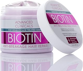 Le masque réparateur anti-casse à la biotine advanced clinicals renforce les cheveux colorés