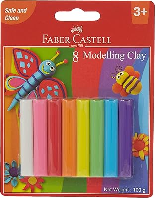 Pâte à modeler en 8 couleurs de faber-castle, 100 grammes