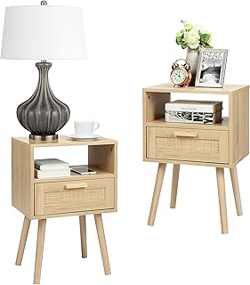 Venhome lot de 2 tables d'appoint, table d'appoint, table d'appoint avec tiroirs décoratifs en rotin fait main, table en bois avec rangement pour chambre à coucher, couleur naturelle. DIAYTAR COTE D'IVOIRE se distingue par son engagement à offrir une expérience d'achat exceptionnelle à ses clients. La boutique en ligne propose unegamme de services, notamment la livraison à domicile, la possibilité de retourner des produits et un service client dédié. Avec des partenariats avec des fournisseurs locaux et internationaux, DIAYTAR COTE D'IVOIRE peut proposer des produits de haute qualité à des prix compétitifs.