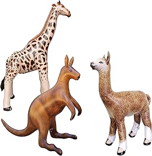 Jet creations lot de 3 kangourous gonflables, girafe et alpaga, animaux de safari