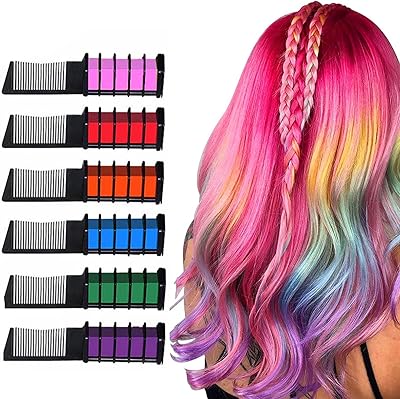 Peigne à craie pour teinture capillaire temporaire 6 couleurs lavables pour filles âgées