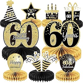 9 bannières de décorations de table pour 60e anniversaire pour femmes et hommes