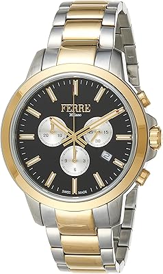 Montre à quartz ferre milano fm1g153m0081 chronographe en acier inoxydable pour homme, noir