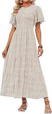Robe d'été pour femmes 2023, imprimé floral décontracté, manches courtes, slim, col rond
