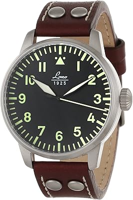Montre chrono automatique laco pour homme, noir/marron, noir/marron, bracelet 861688.2, noir/marron, bracelet