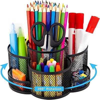 The white shop porte-stylos, organisateur de bureau rotatif à 360 degrés avec 7