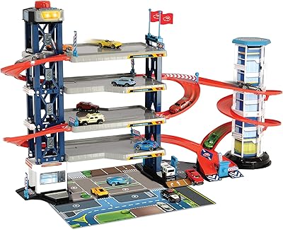 Garage pour voitures simba dickie city avec 4 véhicules, multicolore