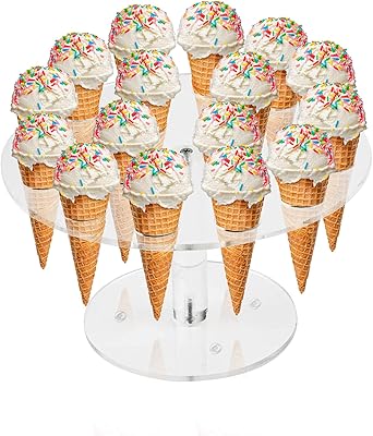 Support de cornet de crème glacée, support de nourriture transparent à 16 trous
