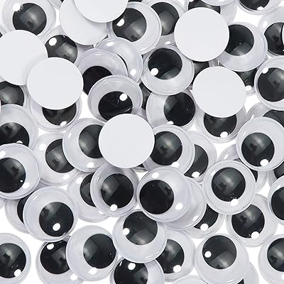 100 pièces yeux mobiles noirs de 30 mm avec autocollants ronds en plastique