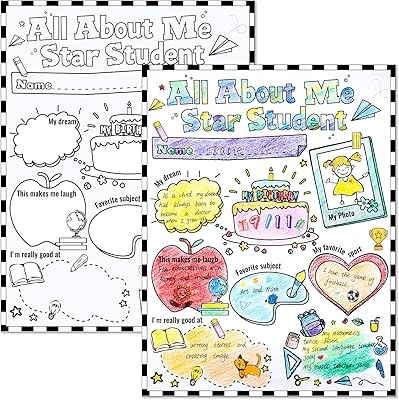 Lot de 40 autocollants all about me, affiche d'auto-introduction de l'élève vedette