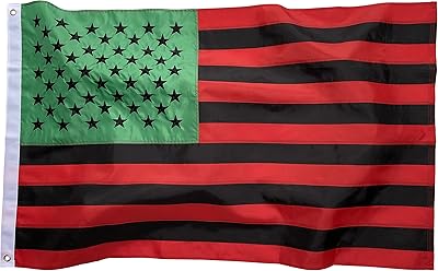 Drapeau africain (afro) américain 3x5 pieds - étoiles brodées, rayures cousues et œillets