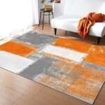 Tapis géométrique abstrait orange oliveox tapis antidérapant et résistant aux taches pour la décoration