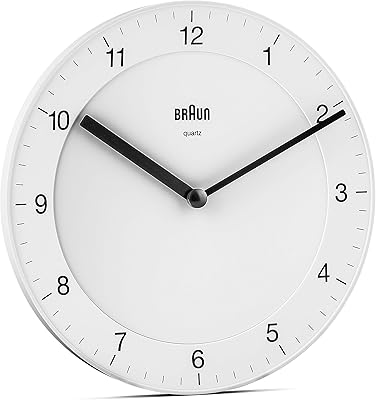 Horloge murale analogique classique marron avec mouvement à quartz silencieux, facile à lire