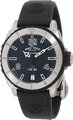 Montre de sport automatique armand nicolet 9615a-gr-g9615n sl5 en acier inoxydable et caoutchouc