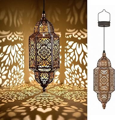 Lampes solaires suspendues twinka décoration extérieure de jardin lanterne solaire en métal