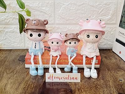 Figurine de poupée assise familiale home sutra avec pieds suspendus pour étagère