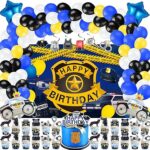 Fournitures de fête d'anniversaire de la police, 159 pièces de décorations de fête