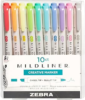 Stylo zebra mildliner, surligneur à double extrémité, pointe large et fine, couleurs assorties