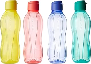 Ensemble de bouteilles en plastique à couvercle rabattable tupperware, capacité de 1 litre