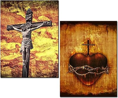 Lot de 2 kits de peinture diamant croix de jésus pour adultes