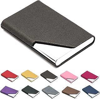 Porte-cartes de visite de luxe en cuir et acier inoxydable étui multi-cartes