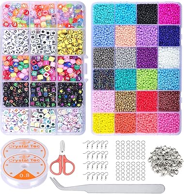 5000 pièces de perles de verre de 4 mm pour kit de fabrication de bijoux + 750 pièces de perles de l'alphabet, perles de verre pour la fabrication de bracelets et l'artisanat avec des rouleaux de cordon élastique et des outils d'artisanat. DIAYTAR COTE D'IVOIRE est une boutique en ligne généraliste qui propose plus de 300 000 références de produits, faisant d'elle l'un des leaders du e-commerce en Côte d'Ivoire. Avec une gamme de produits très variée, les clients peuvent trouver tout ce dont ils ont besoin en un seul endroit. DIAYTAR COTE D'IVOIRE se démarque par sa offre incroyable et son service client de qualité.