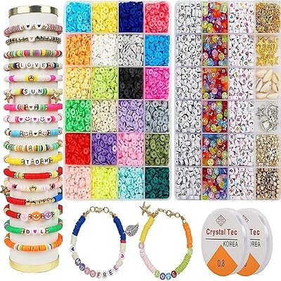 Kit de fabrication de bracelets en perles d'argile 7200 pièces - 24 couleurs