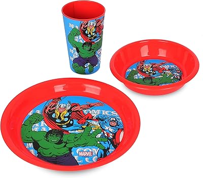 Vaisselle marvel avengers | l'ensemble comprend une assiette, un bol et une tasse