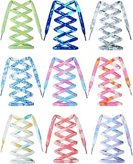 9 paires de lacets tie-dye aux couleurs dégradées pour baskets, chaussures de sport