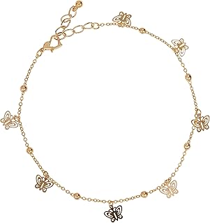 Bracelet de cheville plaqué or avec papillons pour femme - ee3807_g, plaqué or